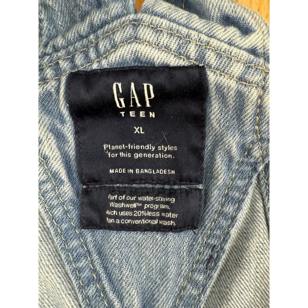 Gap Teen Denim Shortalls Light Wash Blue Kids XL Adjustable Straps